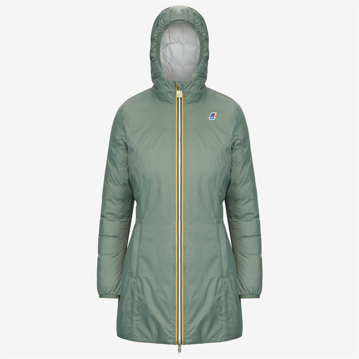 Jackets Woman DENISE THERMO PLUS.2 DOUBLE 3/4 Length GREEN LAUREL - GREY LT | kway Photo (jpg Rgb)			