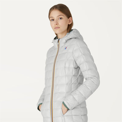 Jackets Woman DENISE THERMO PLUS.2 DOUBLE 3/4 Length GREEN LAUREL - GREY LT | kway Detail Double				