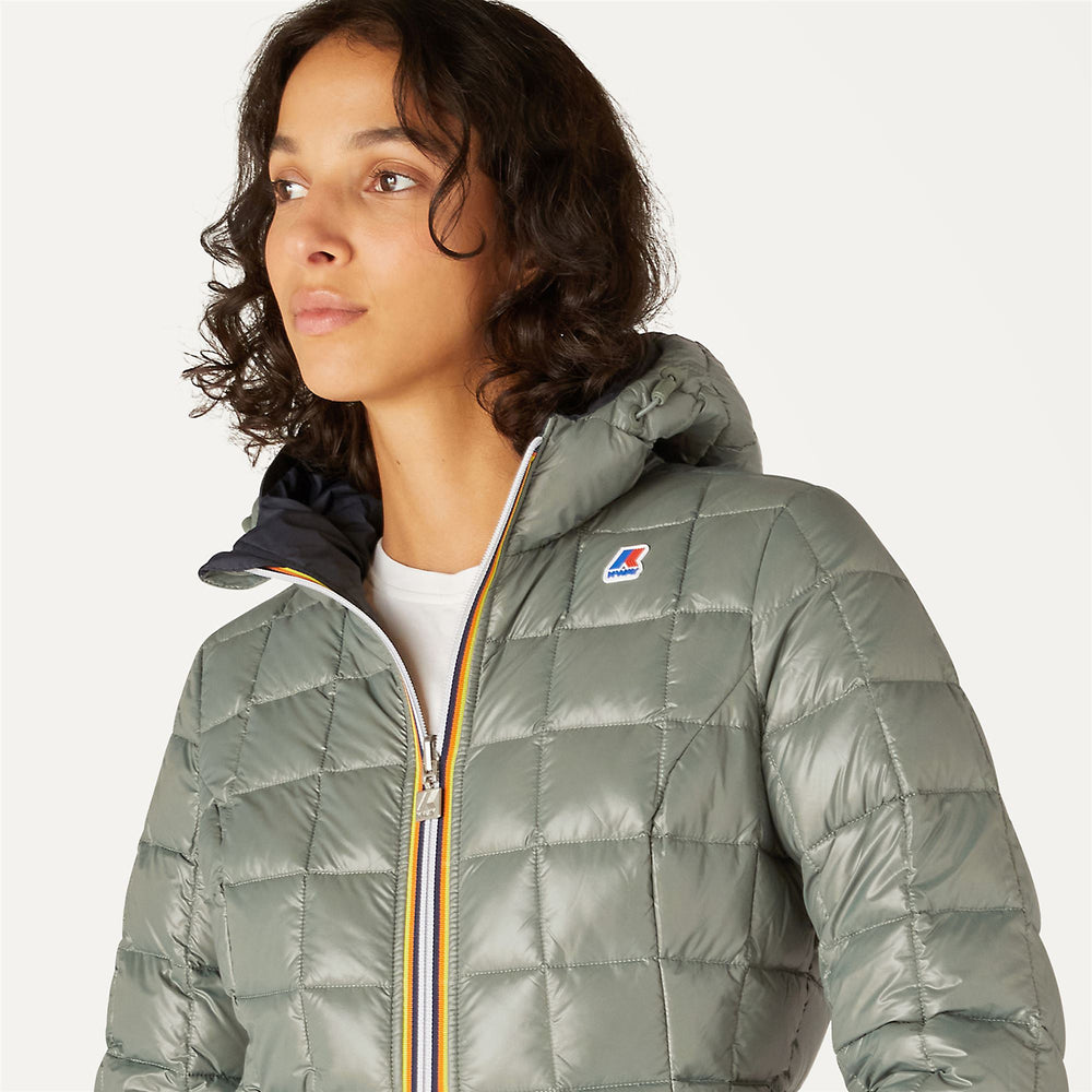 Chaqueta de mujer reversible azul verde de 3/4 para clima frío 02