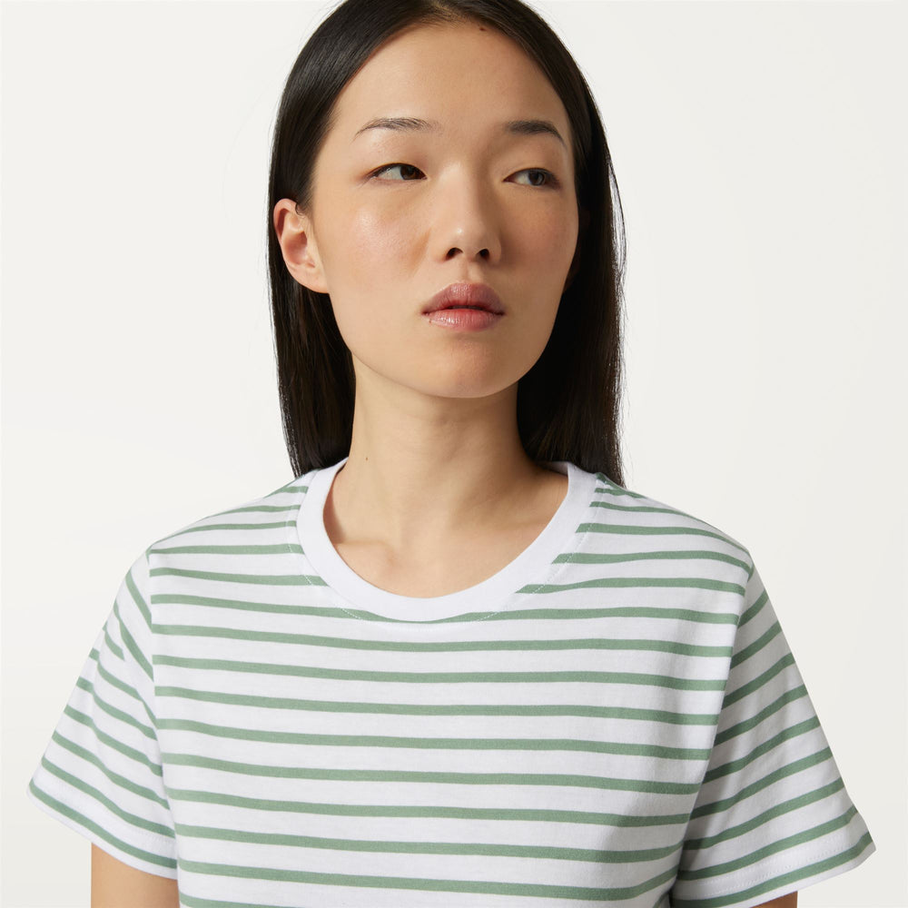 T-ShirtsTop Woman AMALIA STRIPES T-Shirt WHITE - GREEN BAY Detail Double				