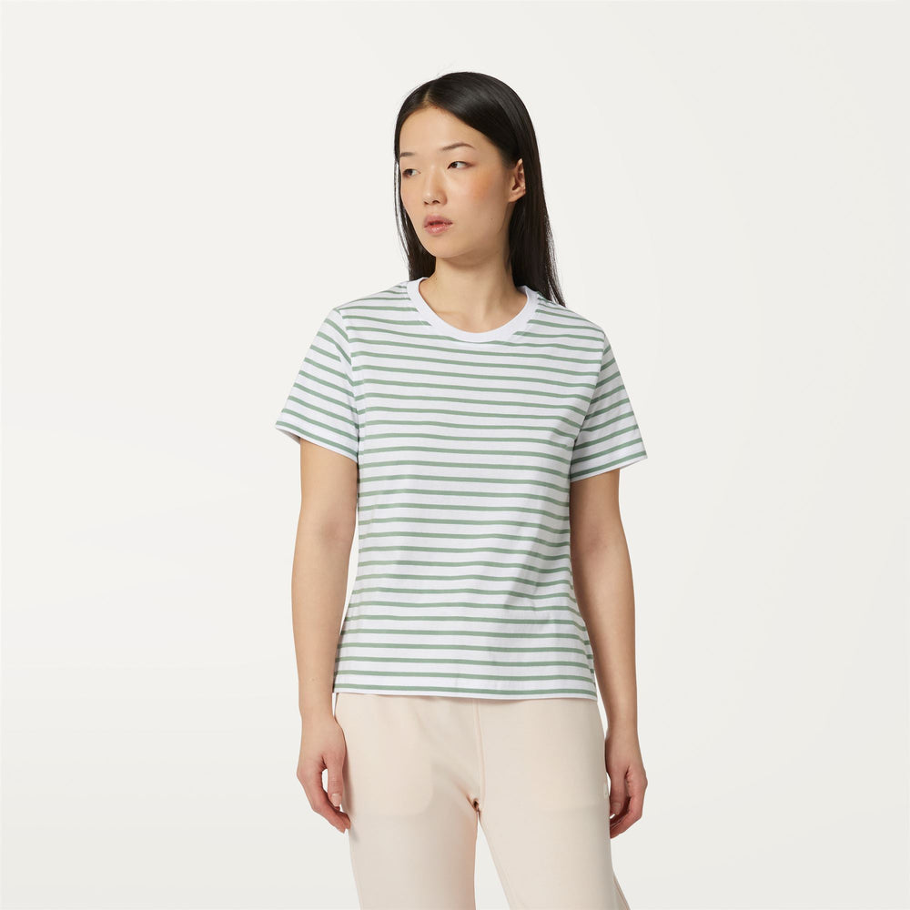 Fjord Green Women's Striped Cotton T-Shirt for Everyday Wear 02