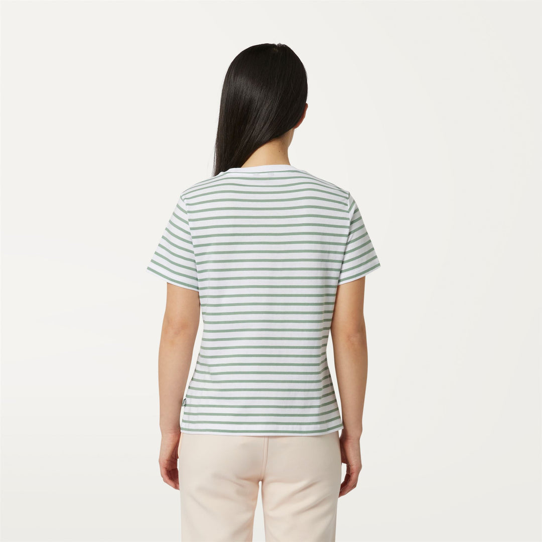 T-ShirtsTop Woman AMALIA STRIPES T-Shirt WHITE - GREEN BAY Dressed Front Double		