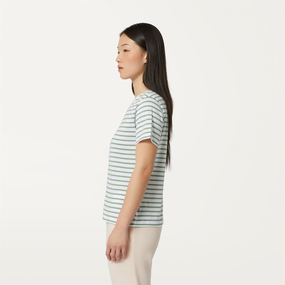 T-ShirtsTop Woman AMALIA STRIPES T-Shirt WHITE - GREEN BAY Detail (jpg Rgb)			