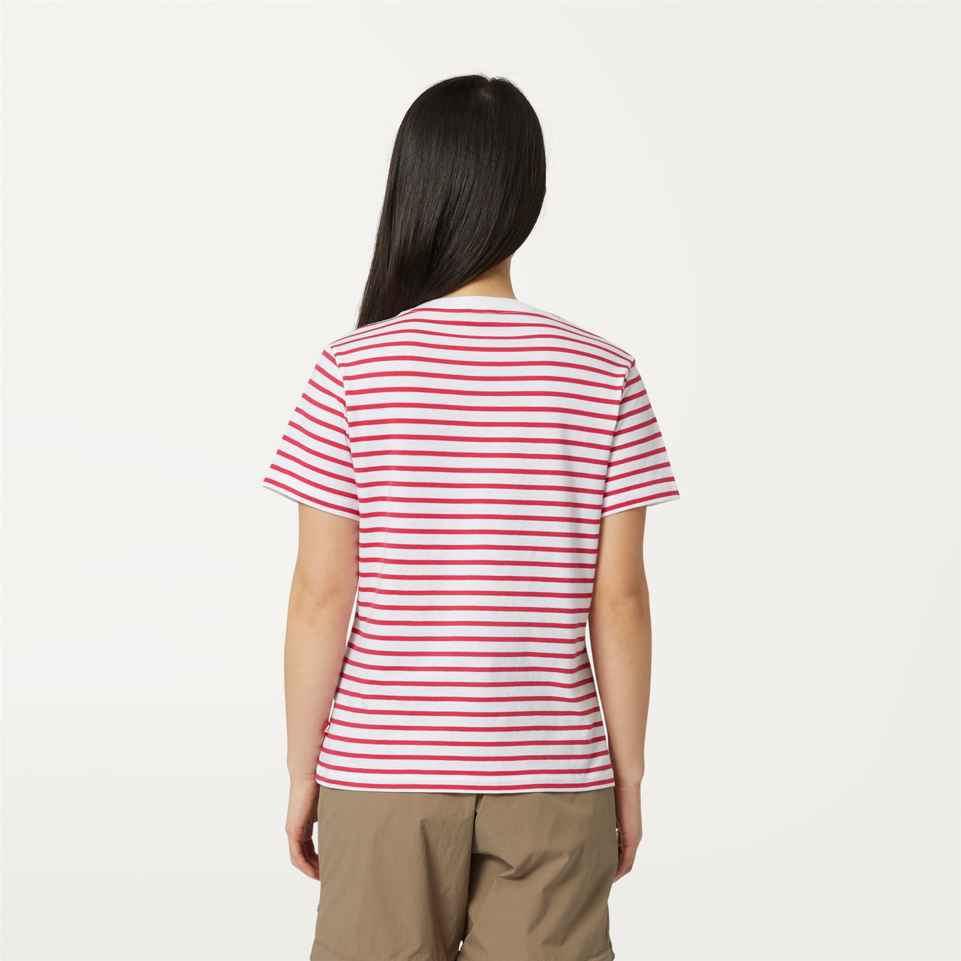 T-ShirtsTop Woman AMALIA STRIPES T-Shirt WHITE - RED BERRY Dressed Front Double		