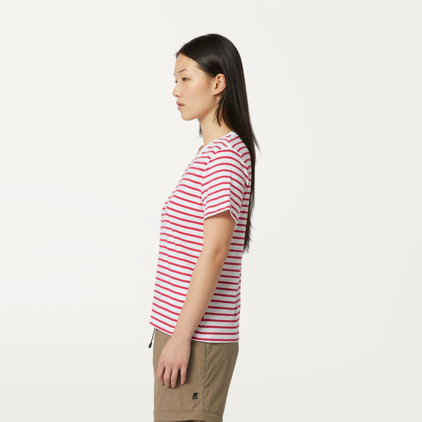 T-ShirtsTop Woman AMALIA STRIPES T-Shirt WHITE - RED BERRY Detail (jpg Rgb)			