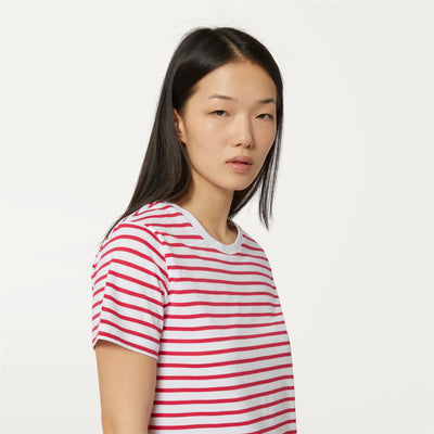 T-ShirtsTop Woman AMALIA STRIPES T-Shirt WHITE - RED BERRY Detail Double				