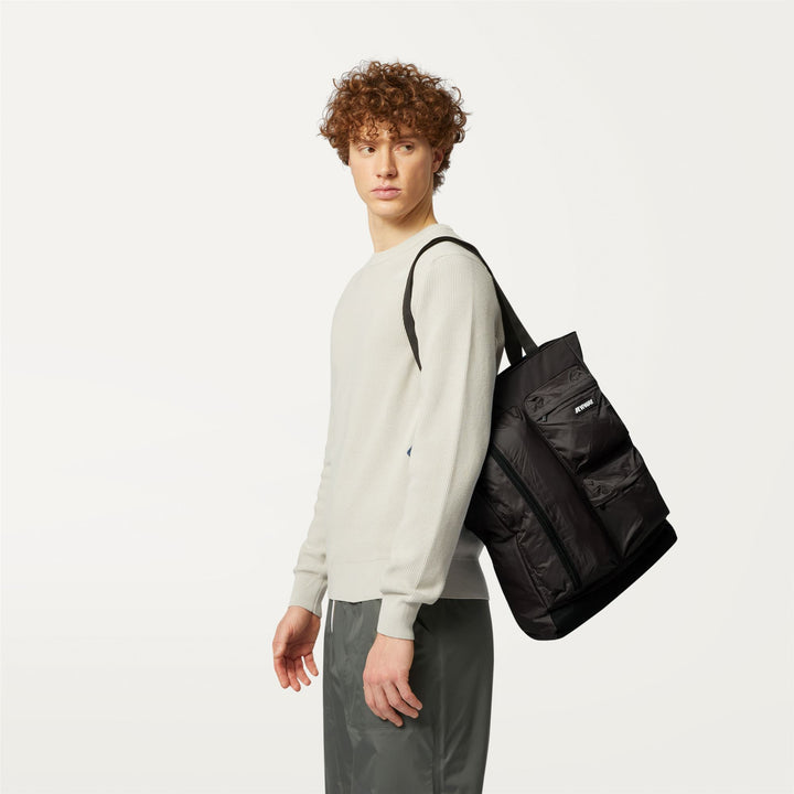 Bags Unisex LOREY Shopping Bag BLACK PURE Dressed Back (jpg Rgb)		