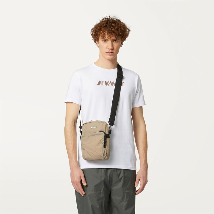 Bags Unisex ERLOY Shoulder Bag BEIGE TAUPE Dressed Back (jpg Rgb)		