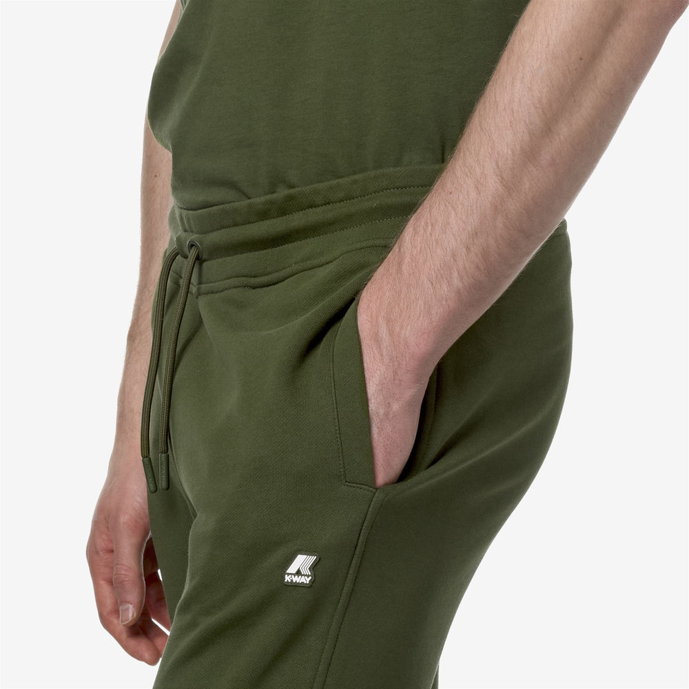 Pants Man Mick Sport Trousers GREEN CYPRESS Detail Double				