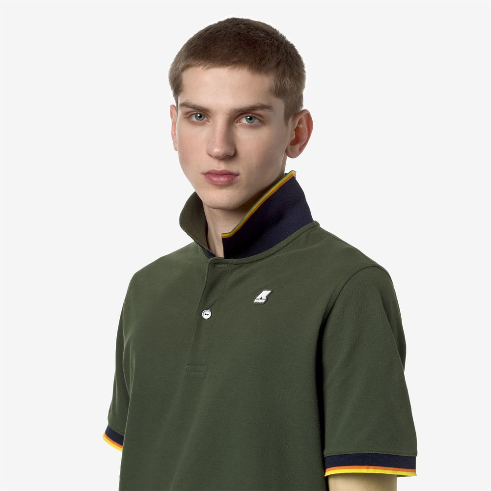 Polo Shirts Man VINCENT Polo GREEN CYPRESS Detail Double				