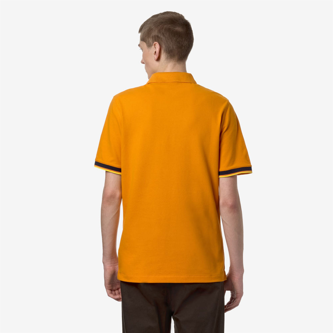 Polo Shirts Man VINCENT Polo ORANGE MD Dressed Front Double		