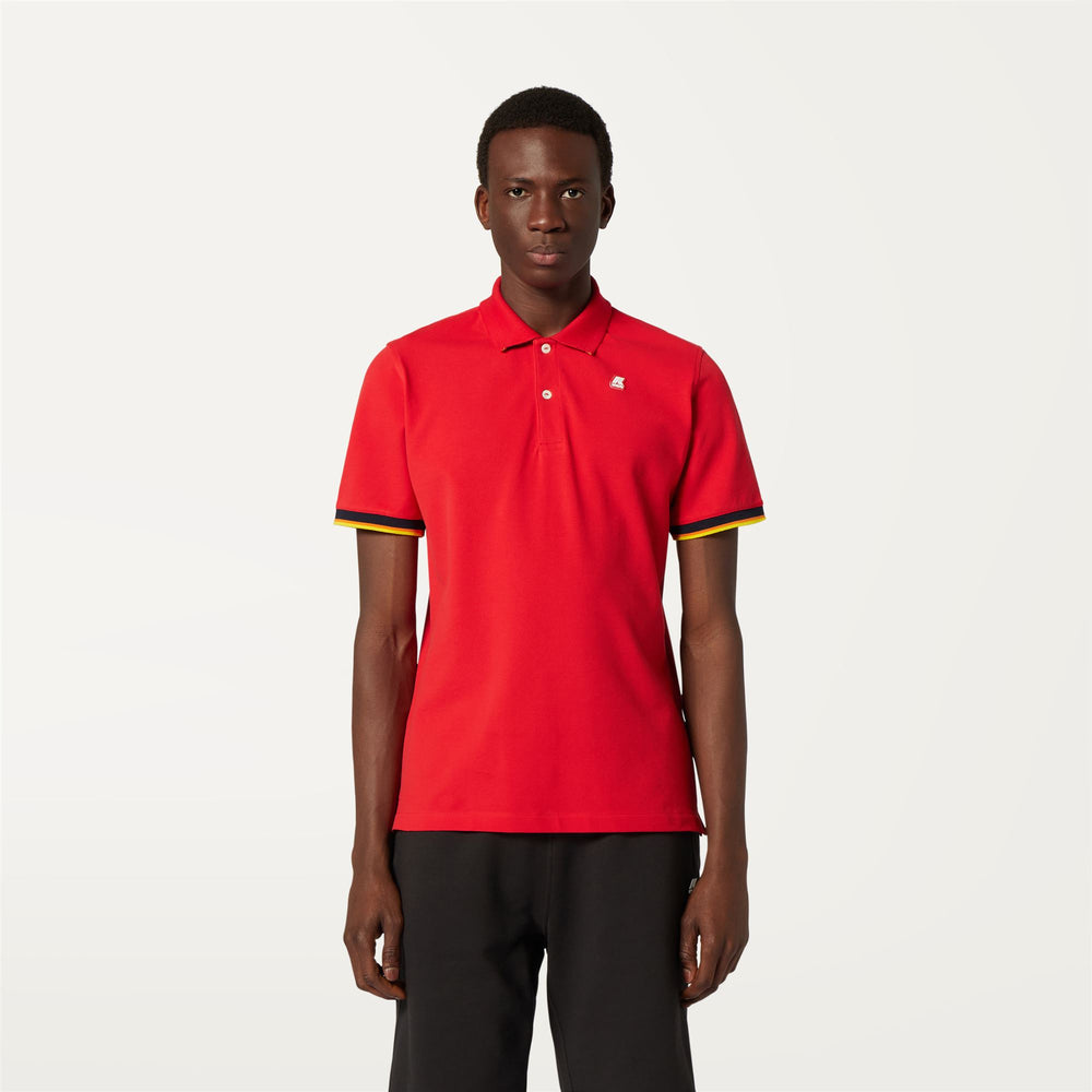 Red Men's Stretch Cotton Polo Shirt for City Wear 02
