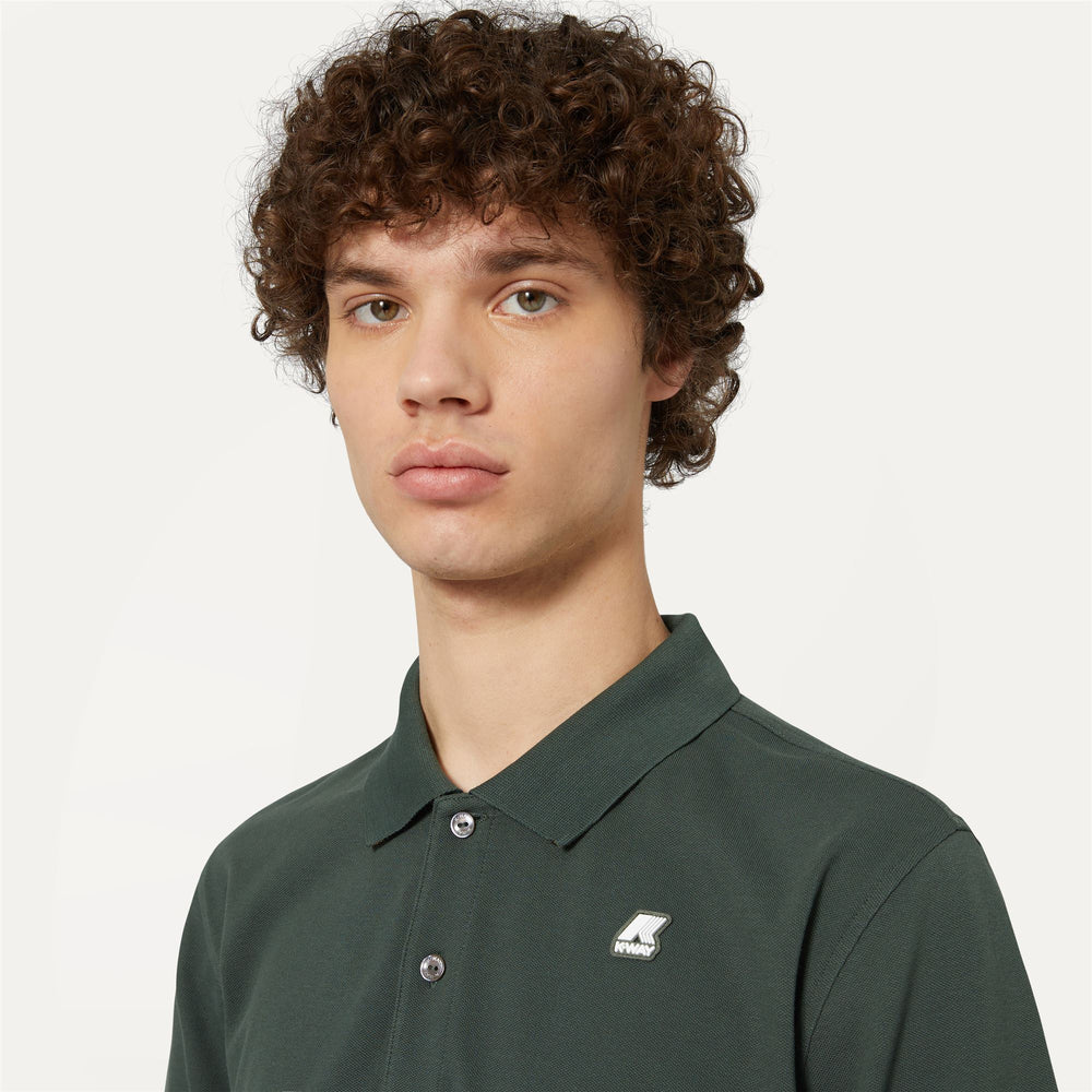Polo Shirts Man VINCENT Polo GREEN BLACKISH Detail Double				