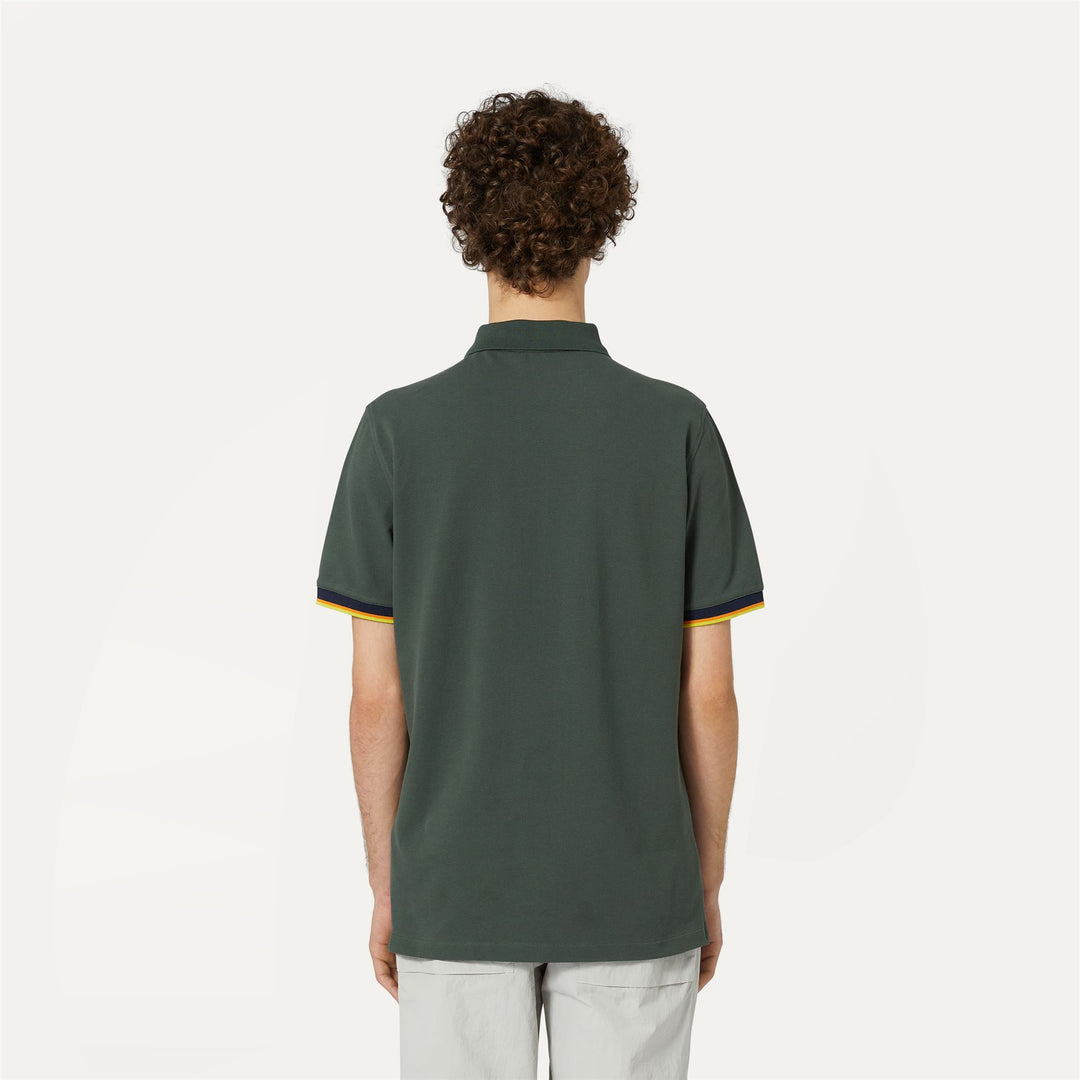 Polo Shirts Man VINCENT Polo GREEN BLACKISH Dressed Front Double		