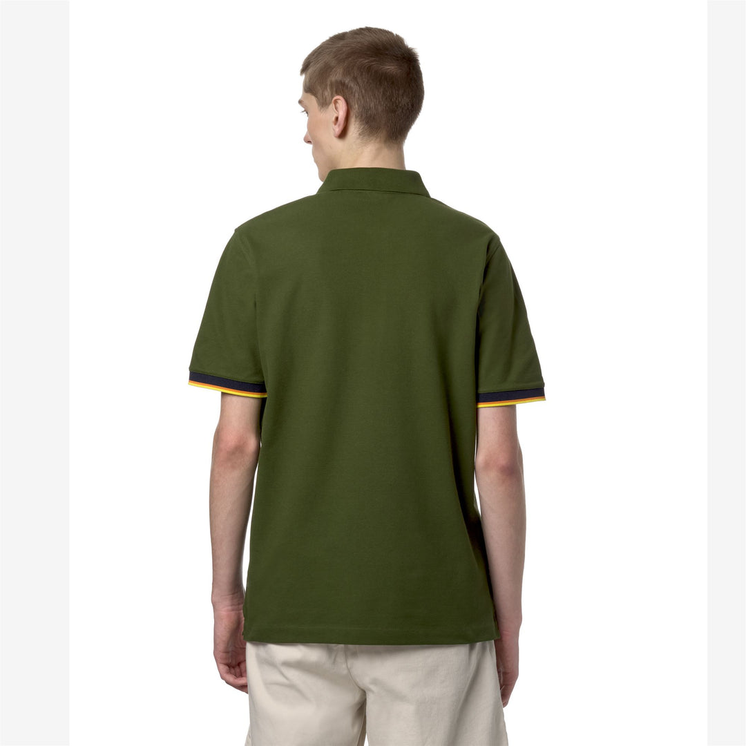 Polo Shirts Man VINCENT Polo GREEN PALM Dressed Front Double		