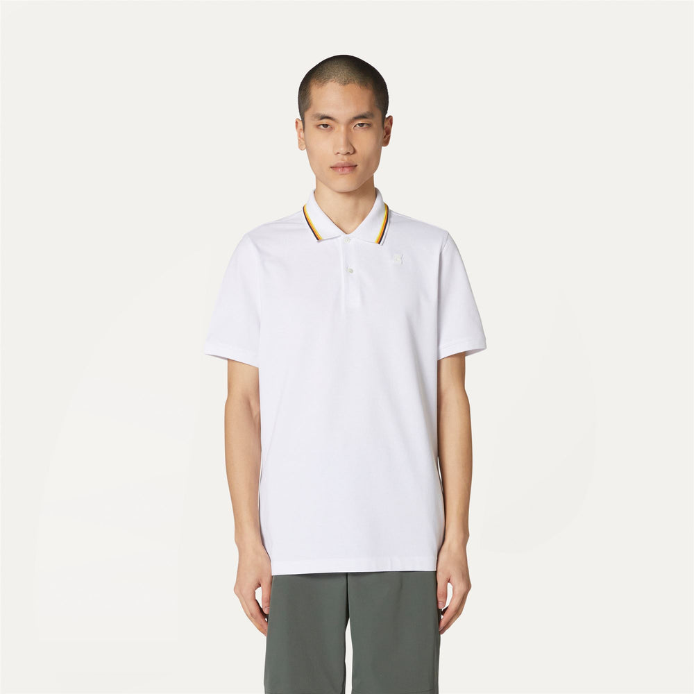 Polo de algodón elástico gris y blanco para hombre para uso urbano 02