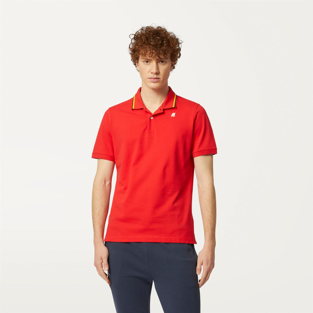 Red Men's Stretch Cotton Polo Shirt for City Wear 02