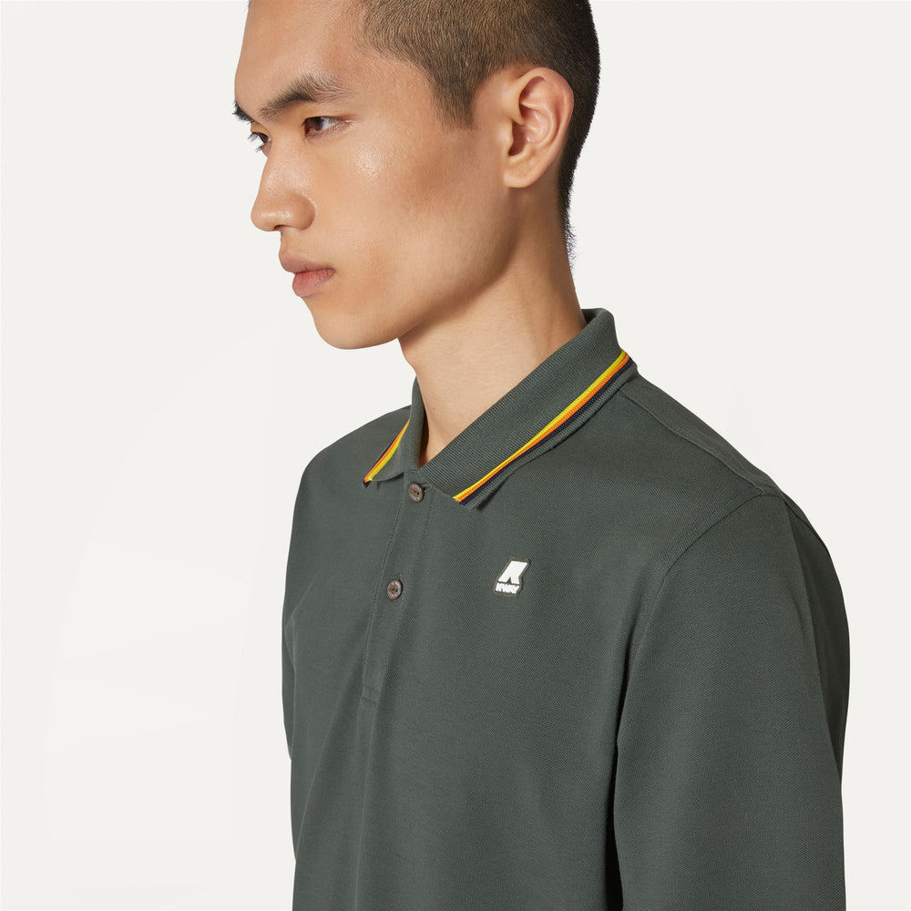 Polo Shirts Man JUD Polo GREEN BLACKISH Detail Double				