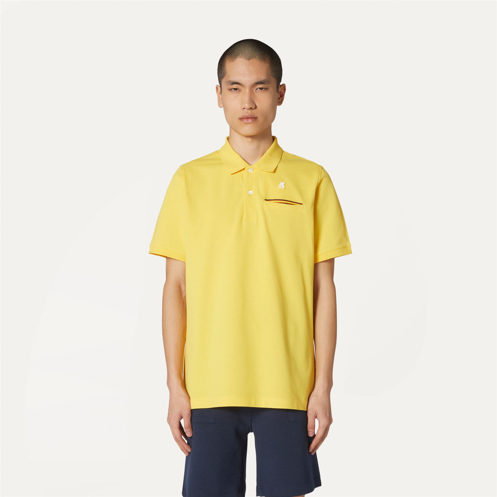 Sunstruck Yellow Men's Stretch Cotton Polo Shirt with Pocket 02