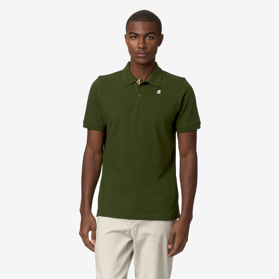 Polo Shirts Man VINNIE Polo GREEN CYPRESS Dressed Back (jpg Rgb)		