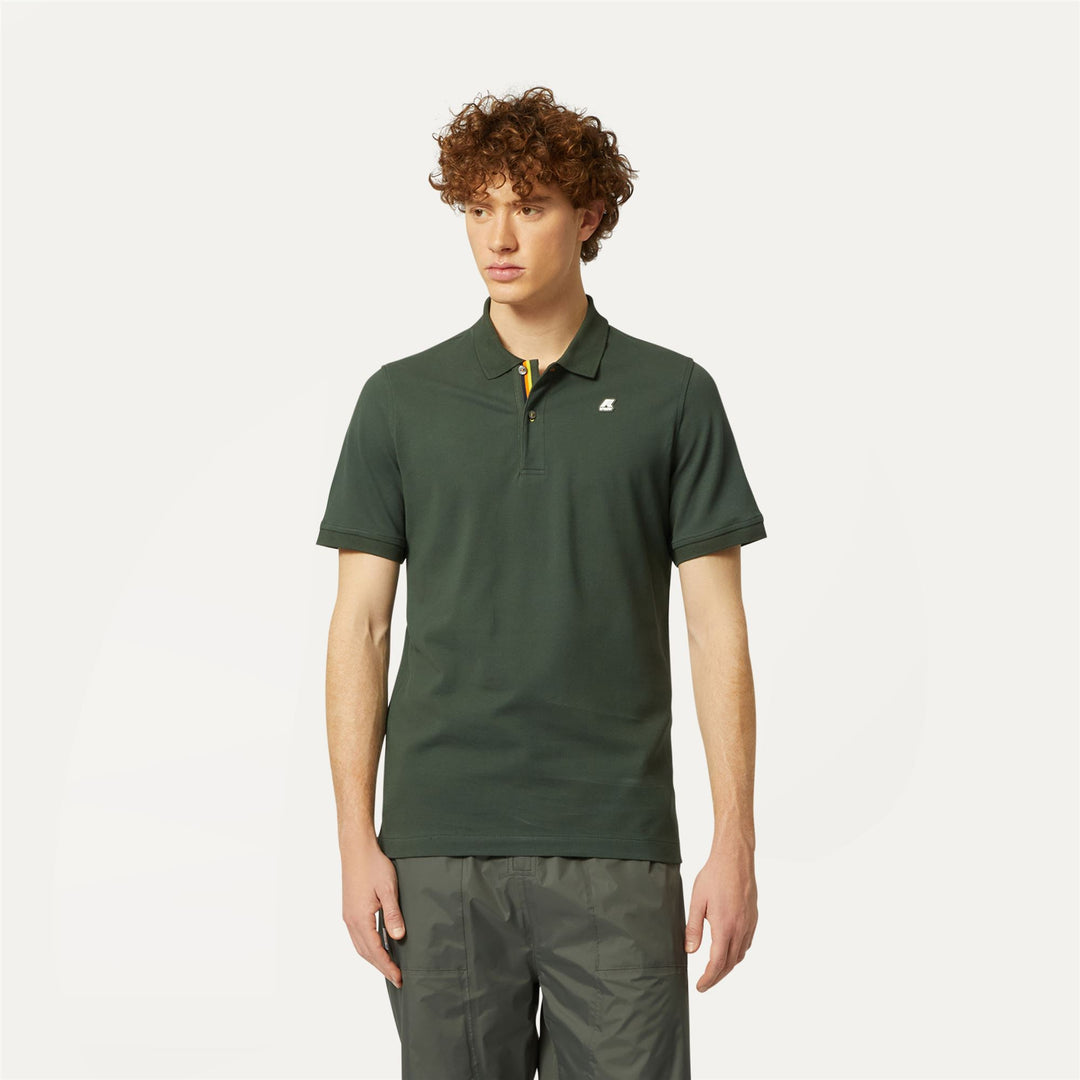 Polo Shirts Man VINNIE Polo GREEN BLACKISH Dressed Back (jpg Rgb)		