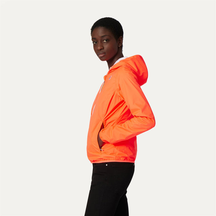 Jackets Woman Lily Plus Double Fluo Short RED FLUO-WHITE Detail (jpg Rgb)			