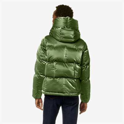 Jackets Woman BRIELIN HEAVY BRICK-LIKE QUILTED Short GREEN METAL Dressed Front Double		