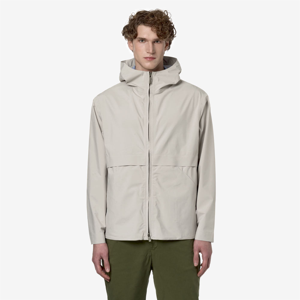 Beige Grey Men's Waterproof City Jacket with Adjustable Features 02