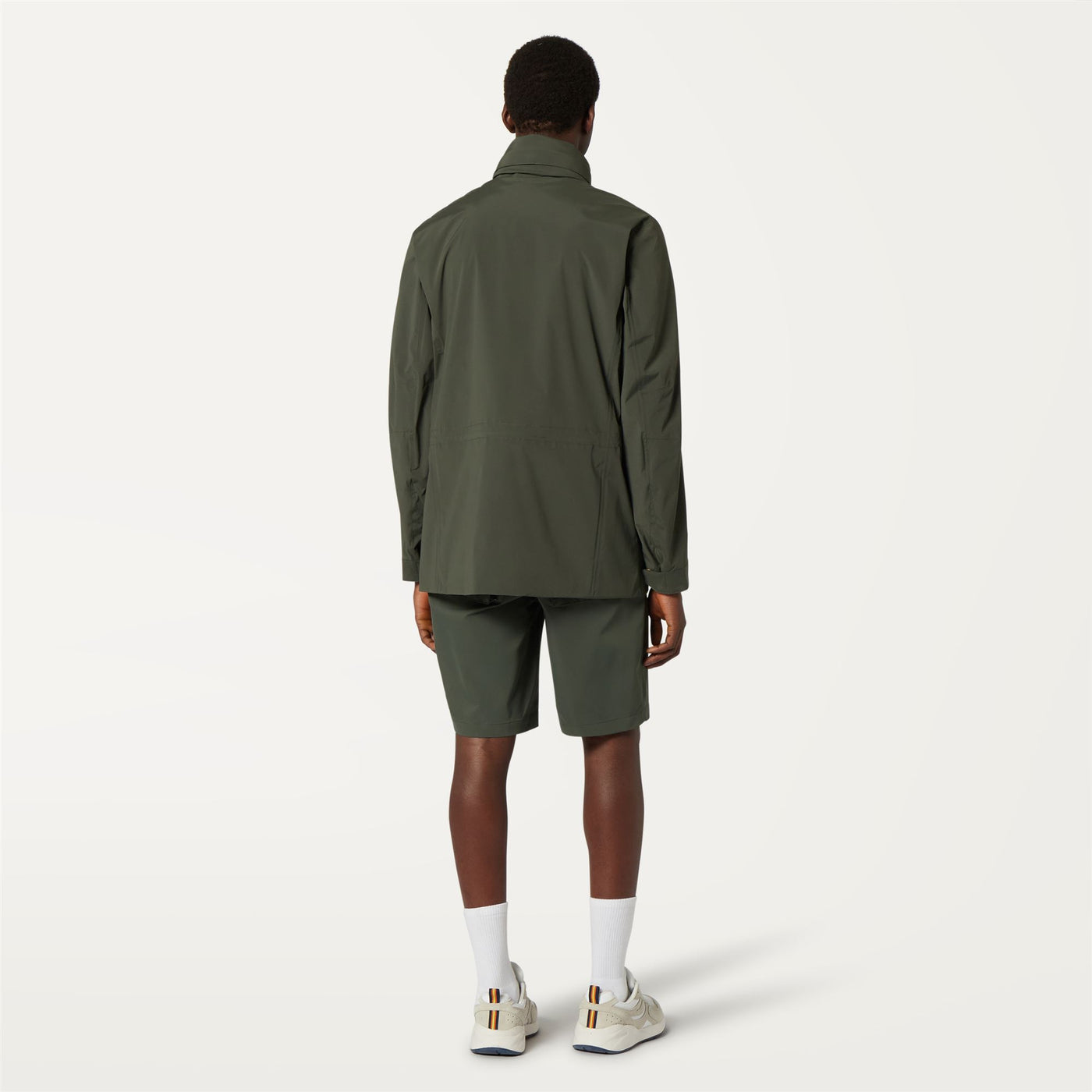 Shorts Man PAVE TWILL Cargo GREEN BLACKISH Dressed Front Double		