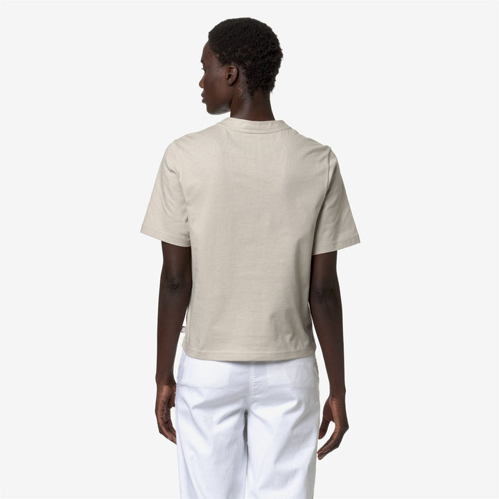 Camiseta de algodón casual para mujer en beige y gris para ocio y deporte 5