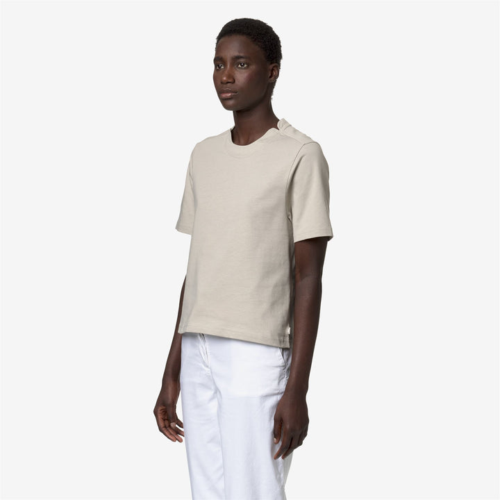 Camiseta de algodón casual para mujer en beige y gris para ocio y deporte 4