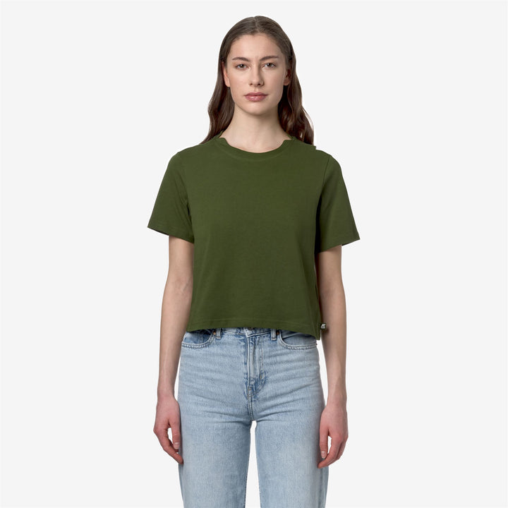 T-ShirtsTop Woman AMILLY T-Shirt GREEN CYPRESS Dressed Back (jpg Rgb)		