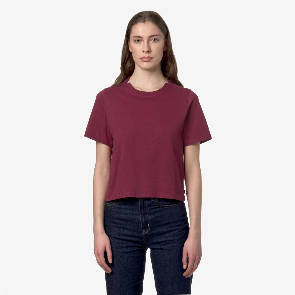 Dark Red Women's Casual Cotton T-Shirt for Leisure and Sports 02