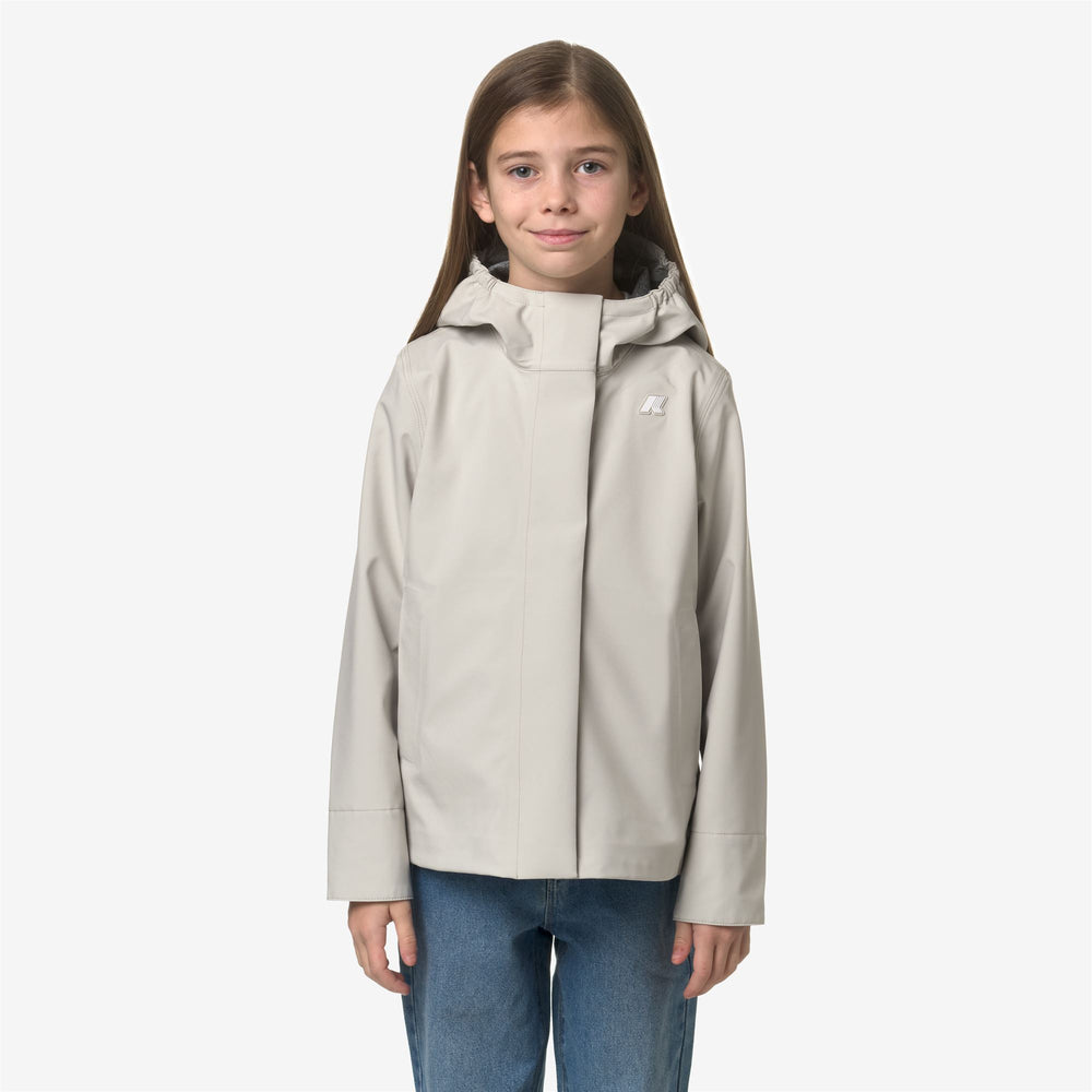 Beige Grey Girl's Lightweight City Jacket with Insulating Layer 02