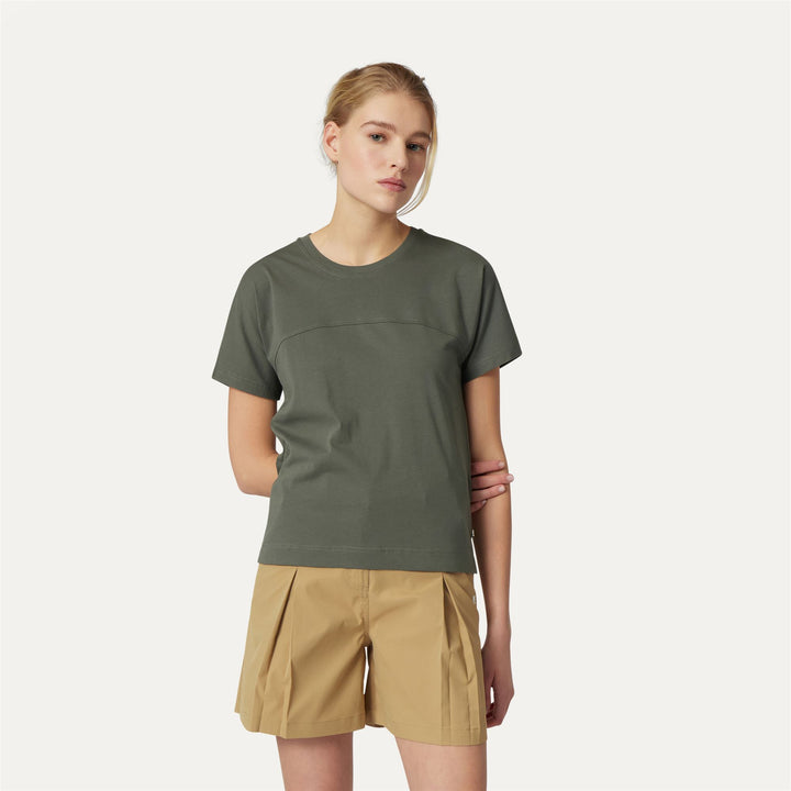 T-ShirtsTop Woman GIZELLE T-Shirt GREEN BLACKISH Dressed Back (jpg Rgb)		