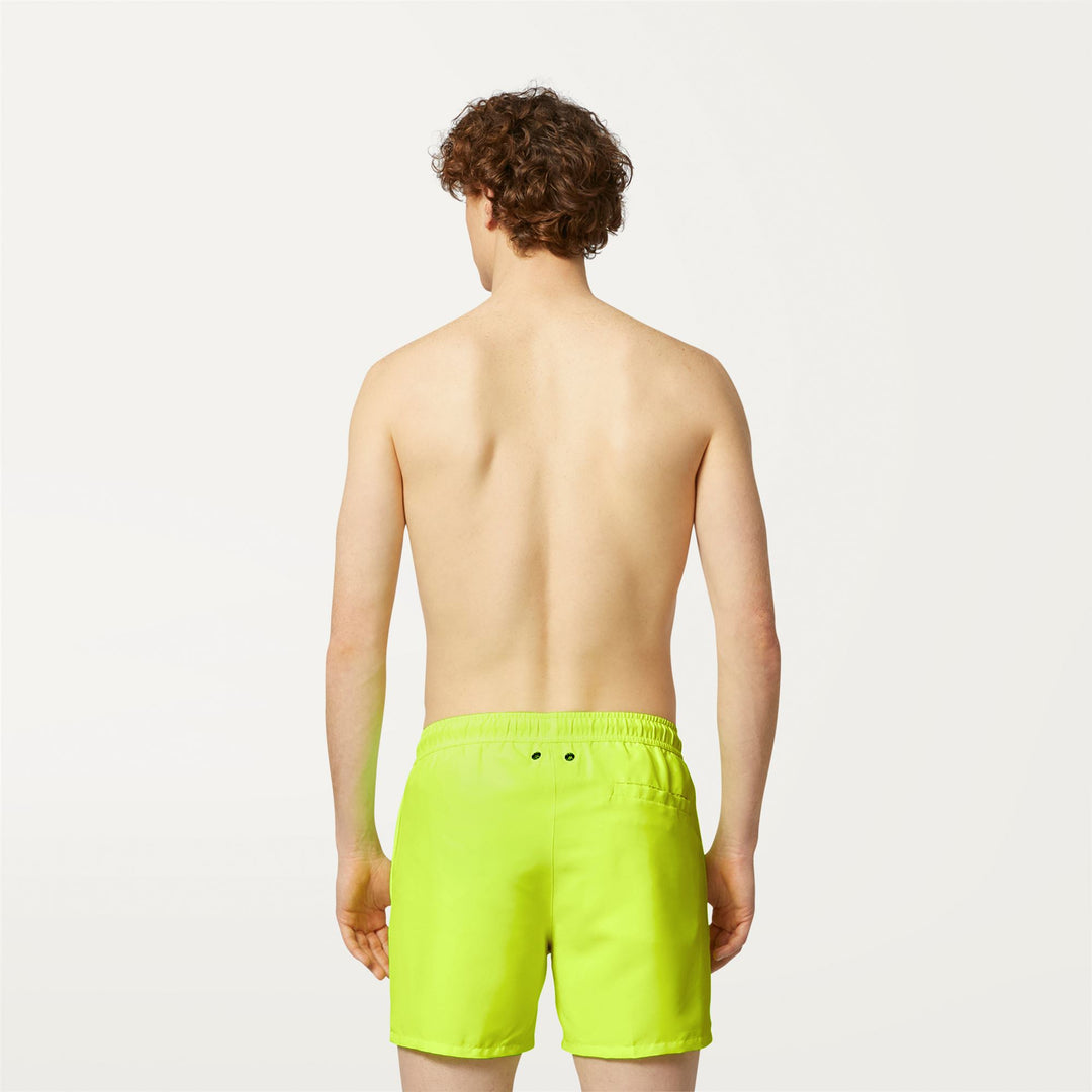 Bathing Suits Man LE VRAI OLIVIER FLUO Swimming Trunk YELLOW SOLEIL Dressed Front Double		