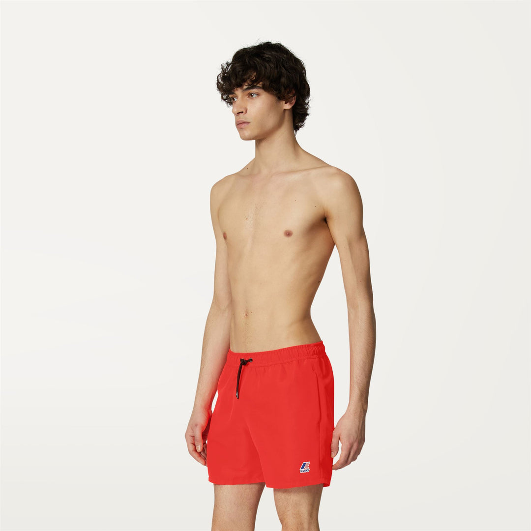 Bathing Suits Man LE VRAI OLIVIER FLUO Swimming Trunk RED PAPAVERO Detail (jpg Rgb)			