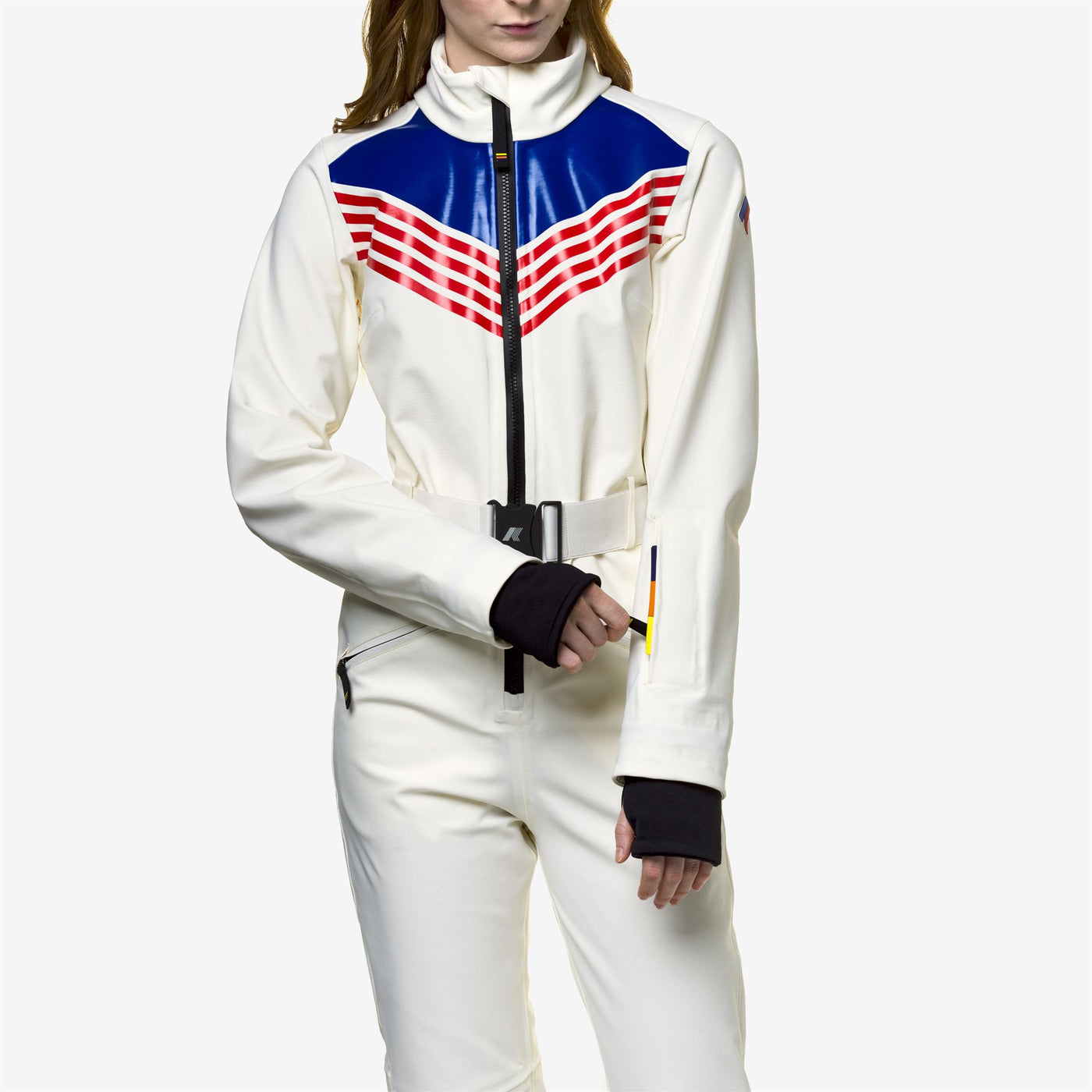 Sport Suits Woman LECHERE ICONIC LOGO Coverall Suit WHITE G-RED-BLUE R Detail Double				