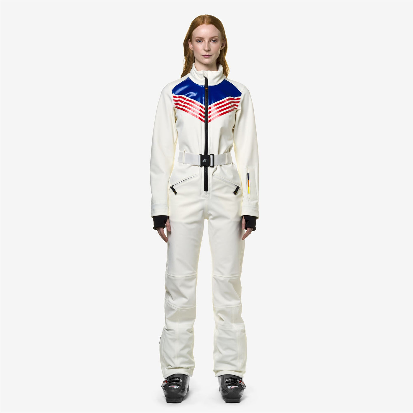 Sport Suits Woman LECHERE ICONIC LOGO Coverall Suit WHITE G-RED-BLUE R Dressed Back (jpg Rgb)		