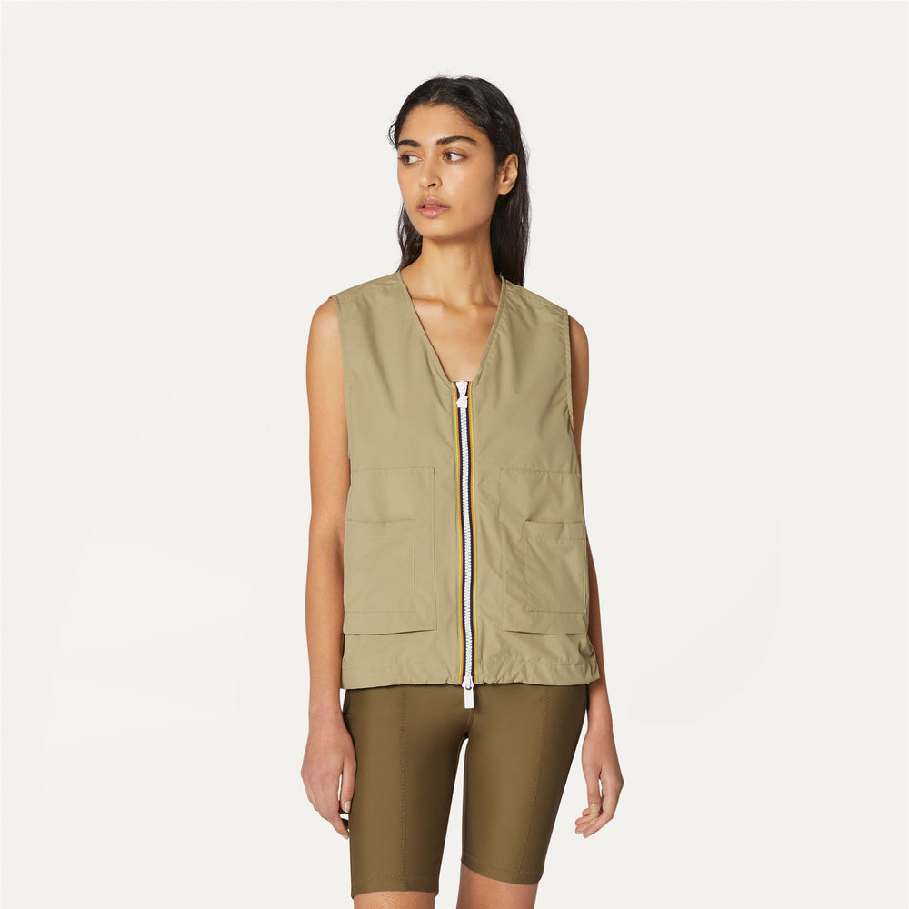 Beige unisex Waterproof Urban Vest with Adjustable Fit 02