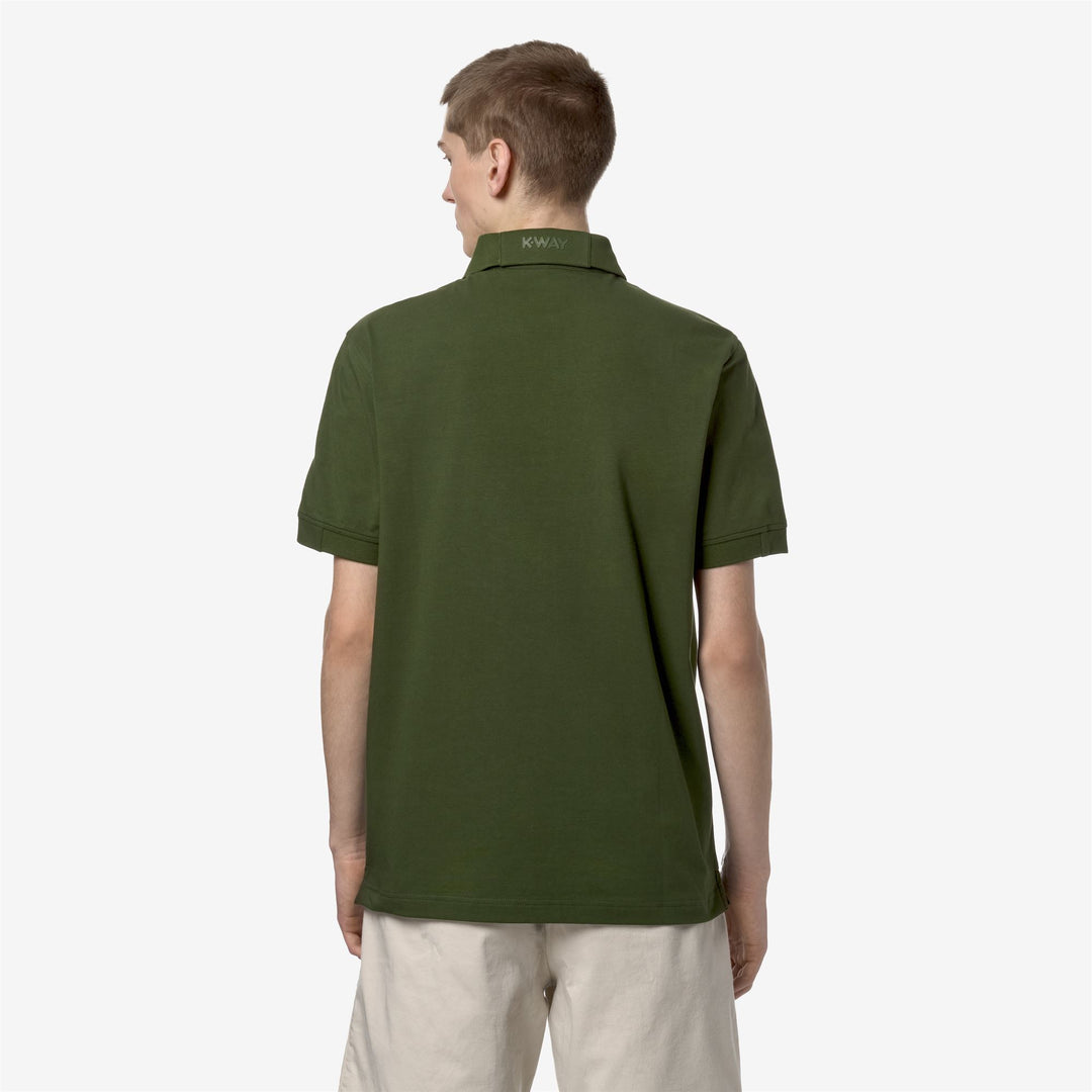 Polo Shirts Man ALDERIC STRETCH JERSEY Polo GREEN CYPRESS Dressed Front Double		