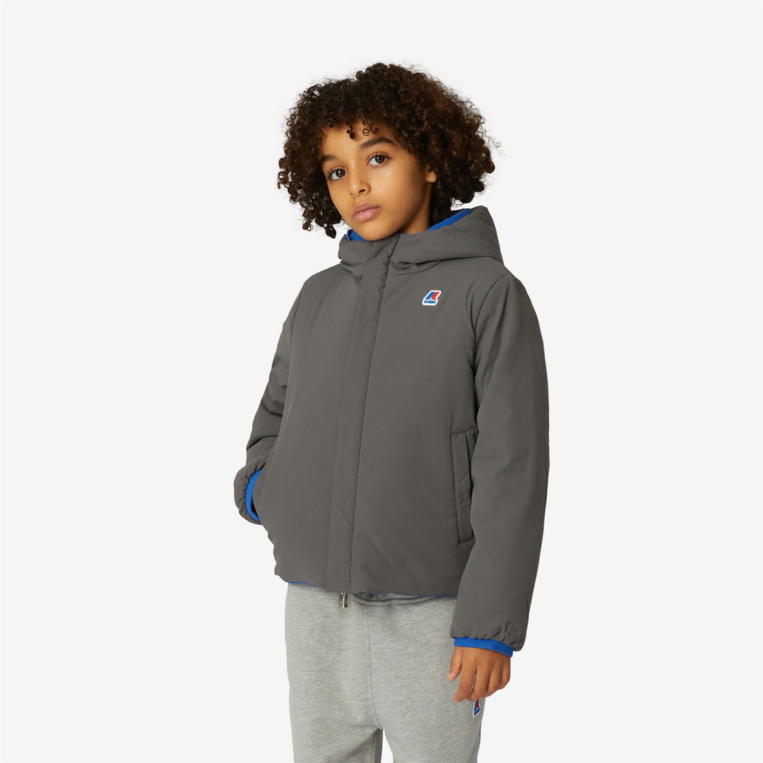 Jackets Boy P. JACQUES WARM DOUBLE Short BLUE ROYAL MARINE - GREY SMOKED Detail Double				