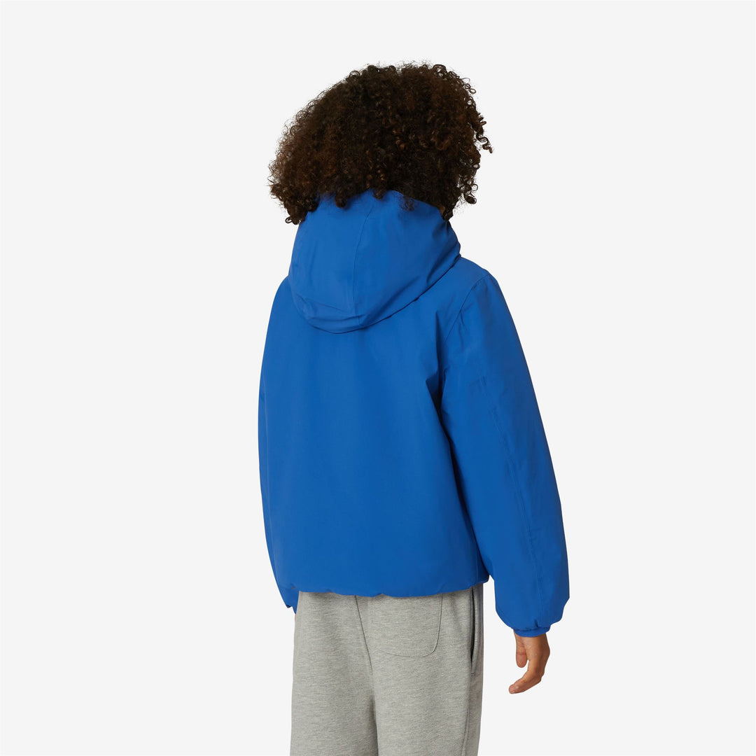 Jackets Boy P. JACQUES WARM DOUBLE Short BLUE ROYAL MARINE - GREY SMOKED Dressed Front Double		