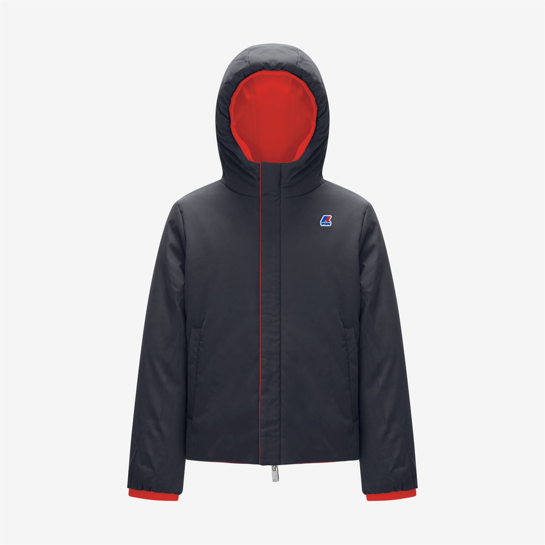 Jackets Boy P. JACQUES WARM DOUBLE Short RED - BLUE DEPTH Dressed Front (jpg Rgb)	