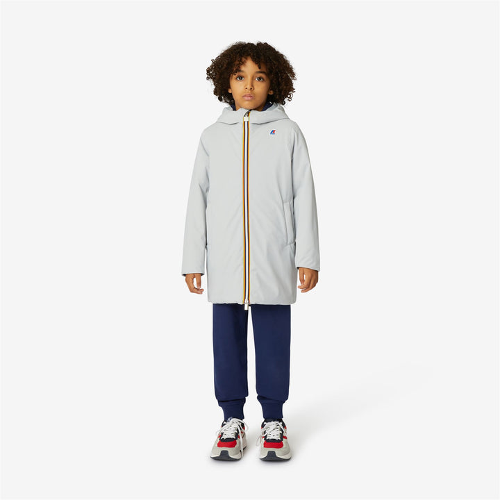 Light Grey Blue Boys' Reversible Warm Jacket with Synthetic Padding 4