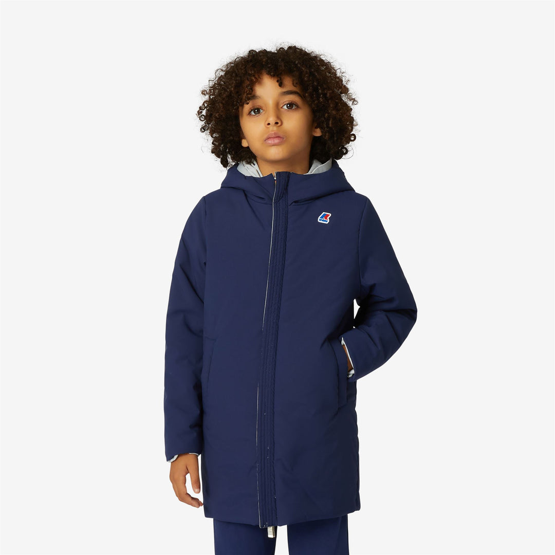Light Grey Blue Boys' Reversible Warm Jacket with Synthetic Padding main