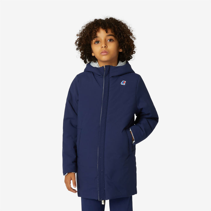 Light Grey Blue Boys' Reversible Warm Jacket with Synthetic Padding 3
