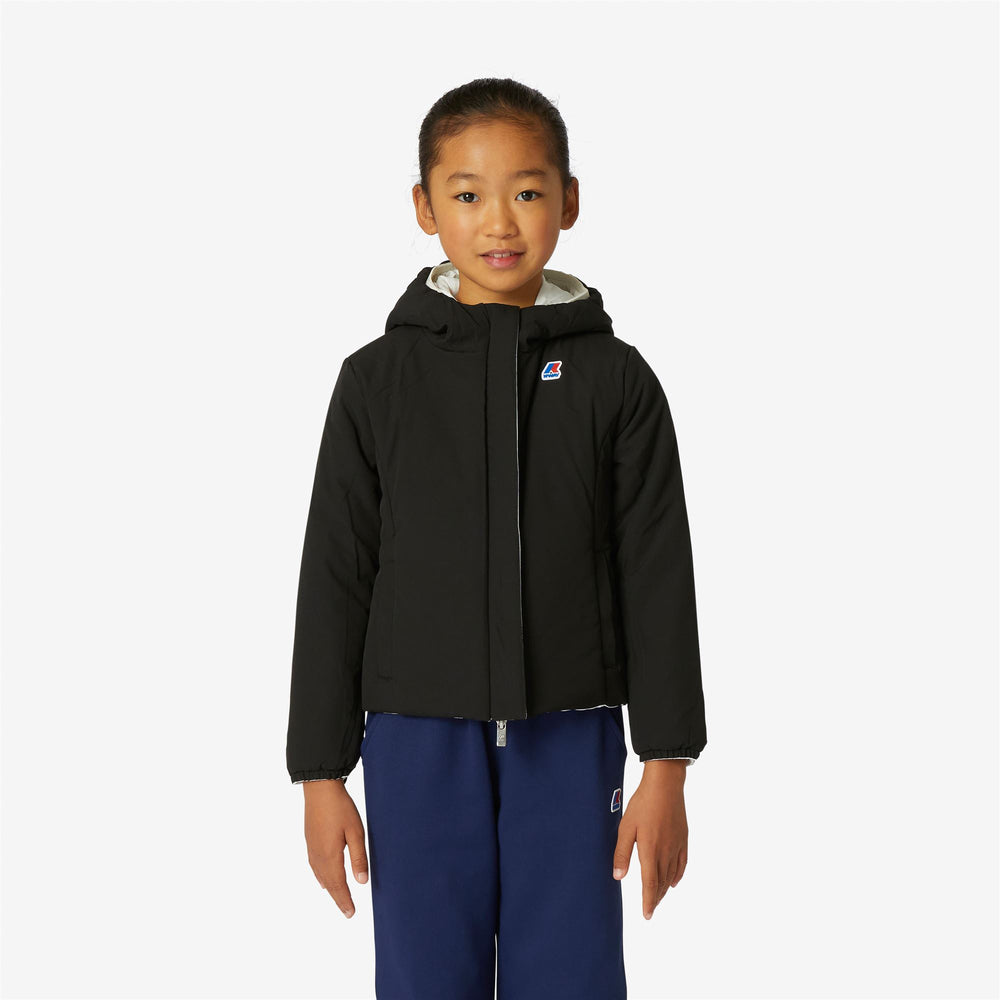 Grey White Girls' Reversible Warm Jacket with Synthetic Padding 02