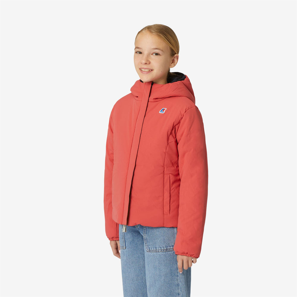 Blue Red Girls' Reversible Warm Jacket with Insulation 02