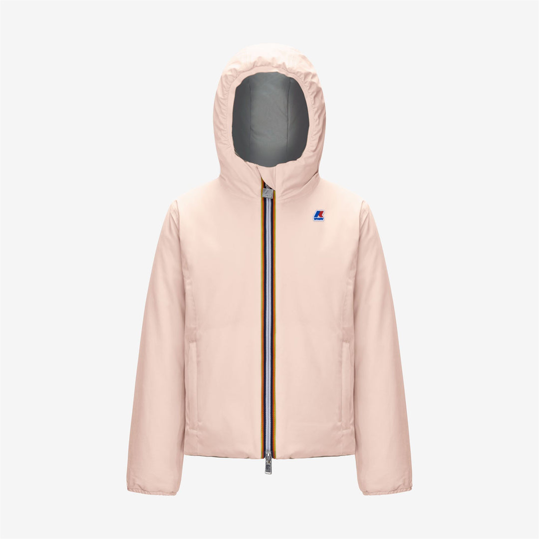 Pink Grey Girls' Reversible Warm Jacket with Insulation 01